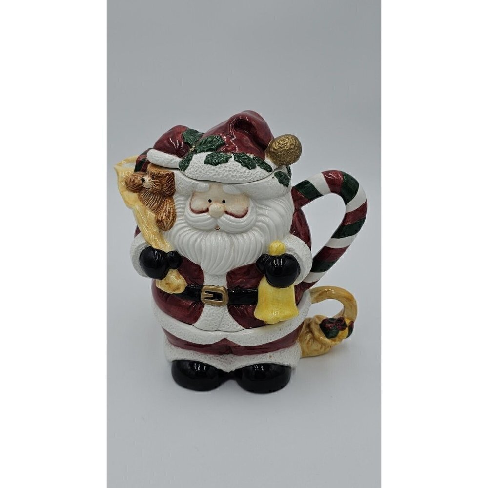 Jay Imports Ceramic Santa Tea Pot 1997 Christmas Holiday Teddy Bear 3 piece